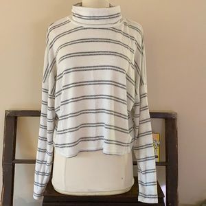 Caution to the Wind gray stripe cowlneck top